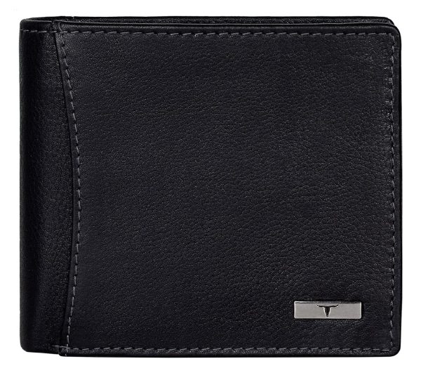 Basssy Black Leather Wallet for Men, 6 Card Slot